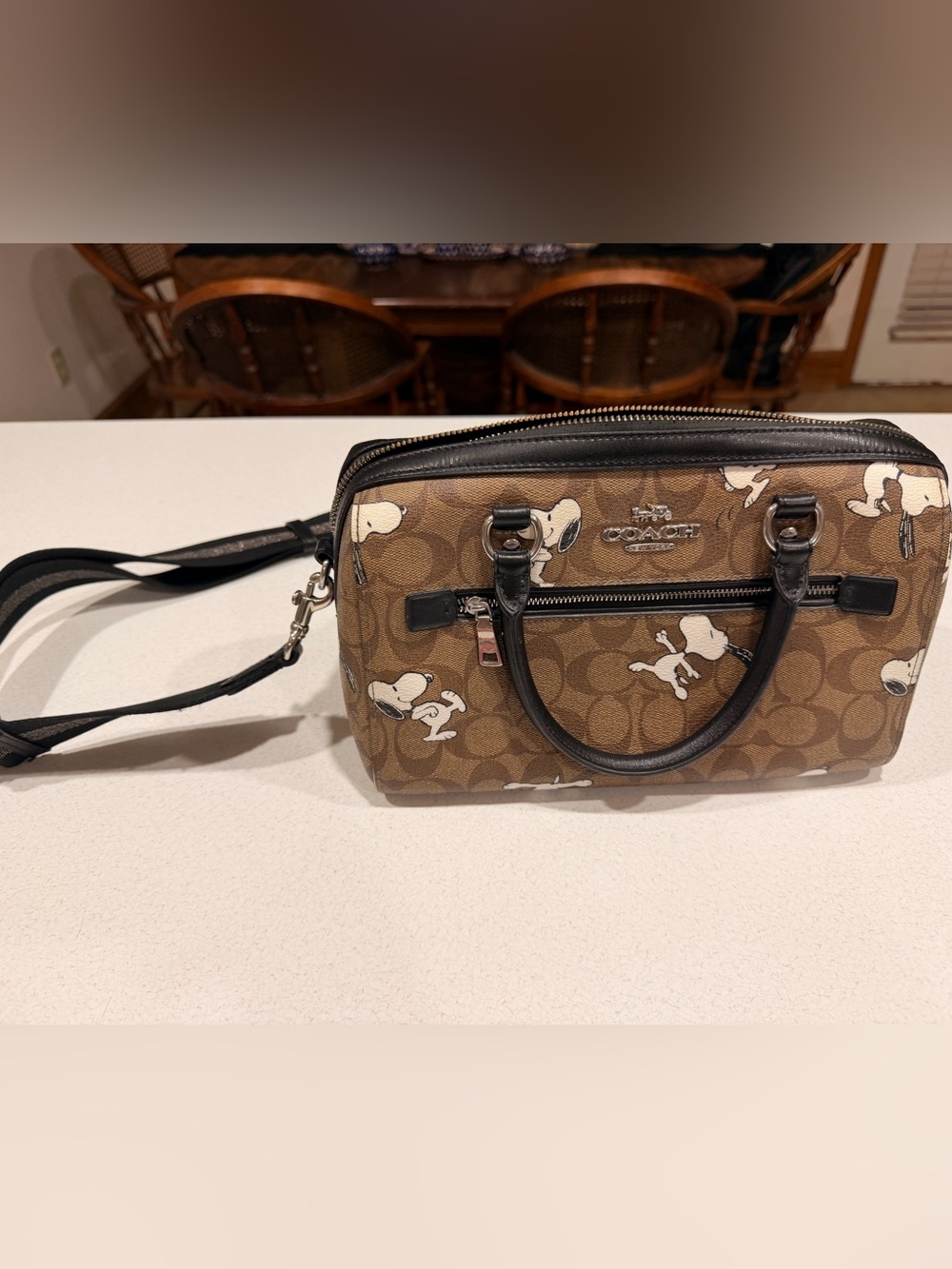Rare Coach x Peanuts Signature Canvas Snoopy Print | Crossbody Bag